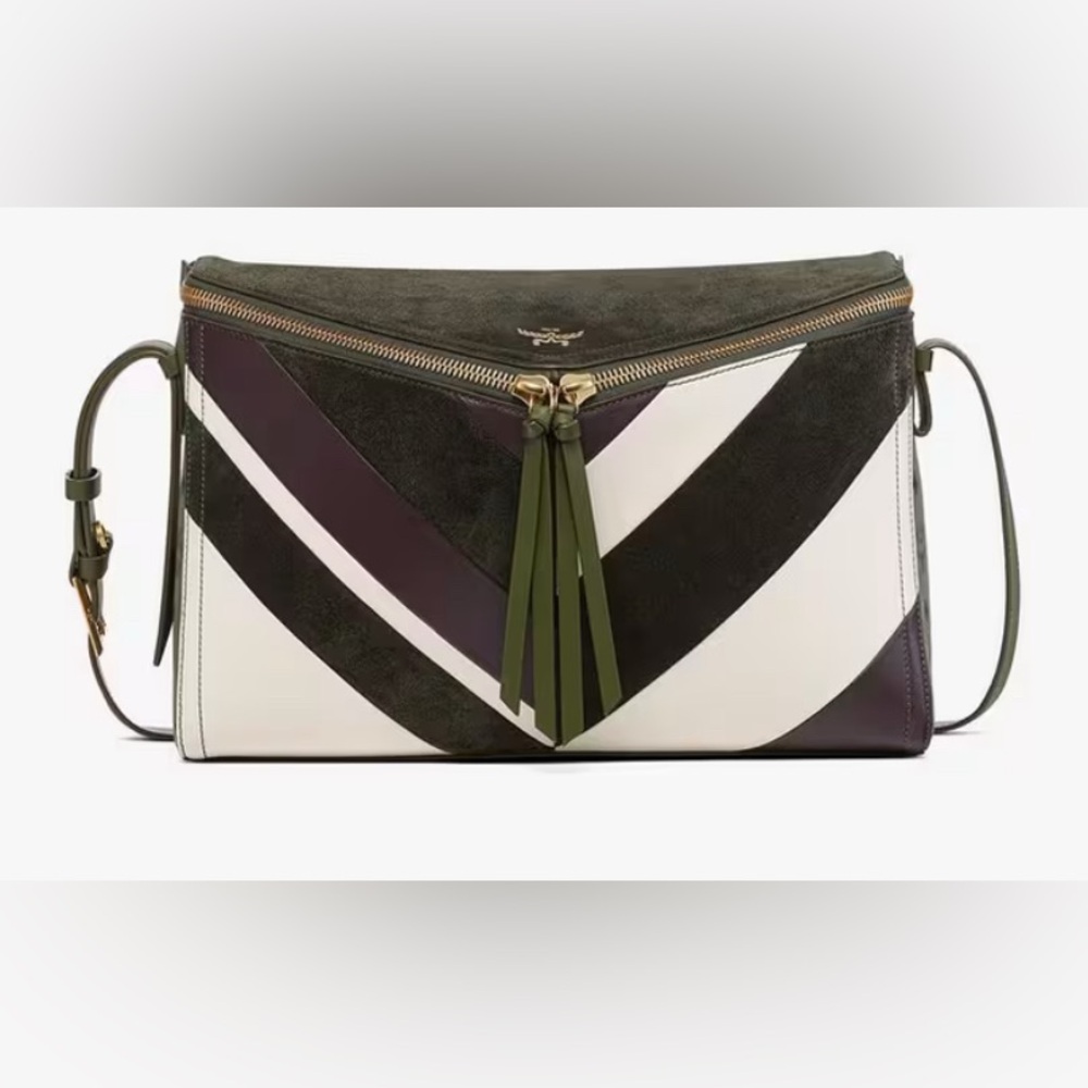 MCM Diamant 3D Shoulder Bag In Mega Herringbone Suede NWT - Picture 11 of 14